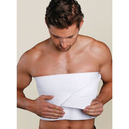 Medical-grade 9-inch male body wrap post-operative compression gynecomastia liposuction recovery professional care