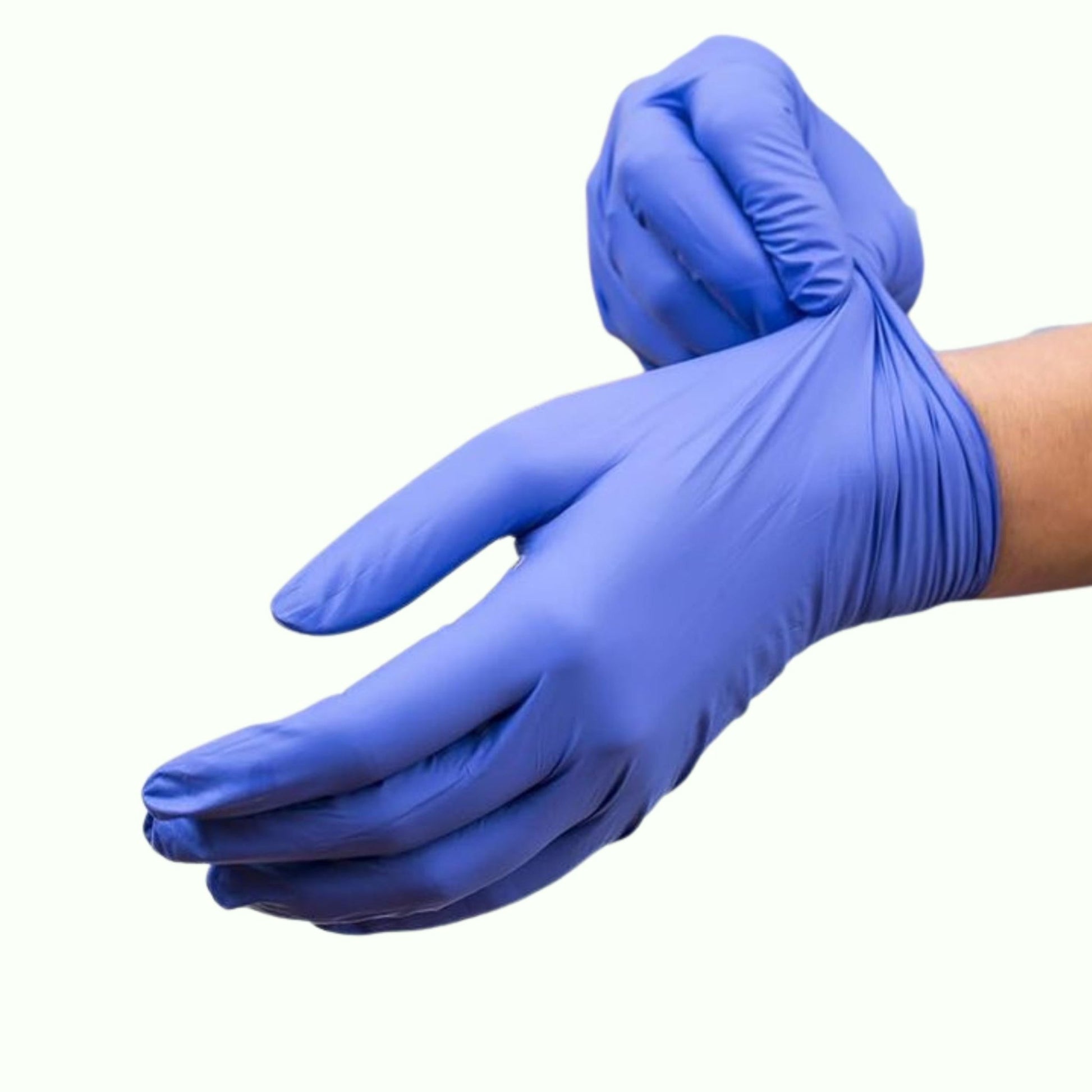 Medical-grade blue nitrile powder-free examination gloves, 200-count, for post-operative protection and professional use.