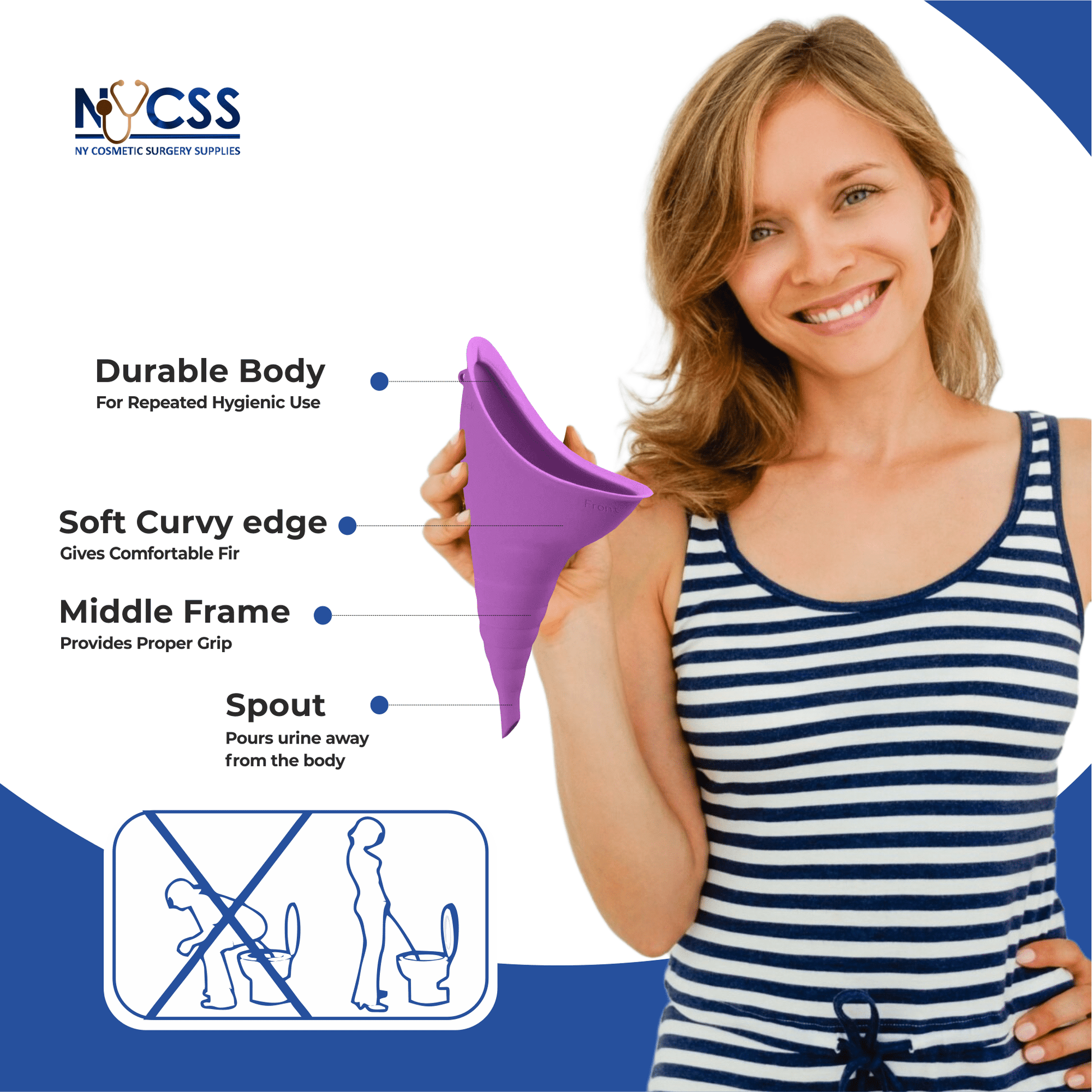 Medical-grade female EZ-P urinal device drawstring bag wholesale 30-pack post-operative recovery professional