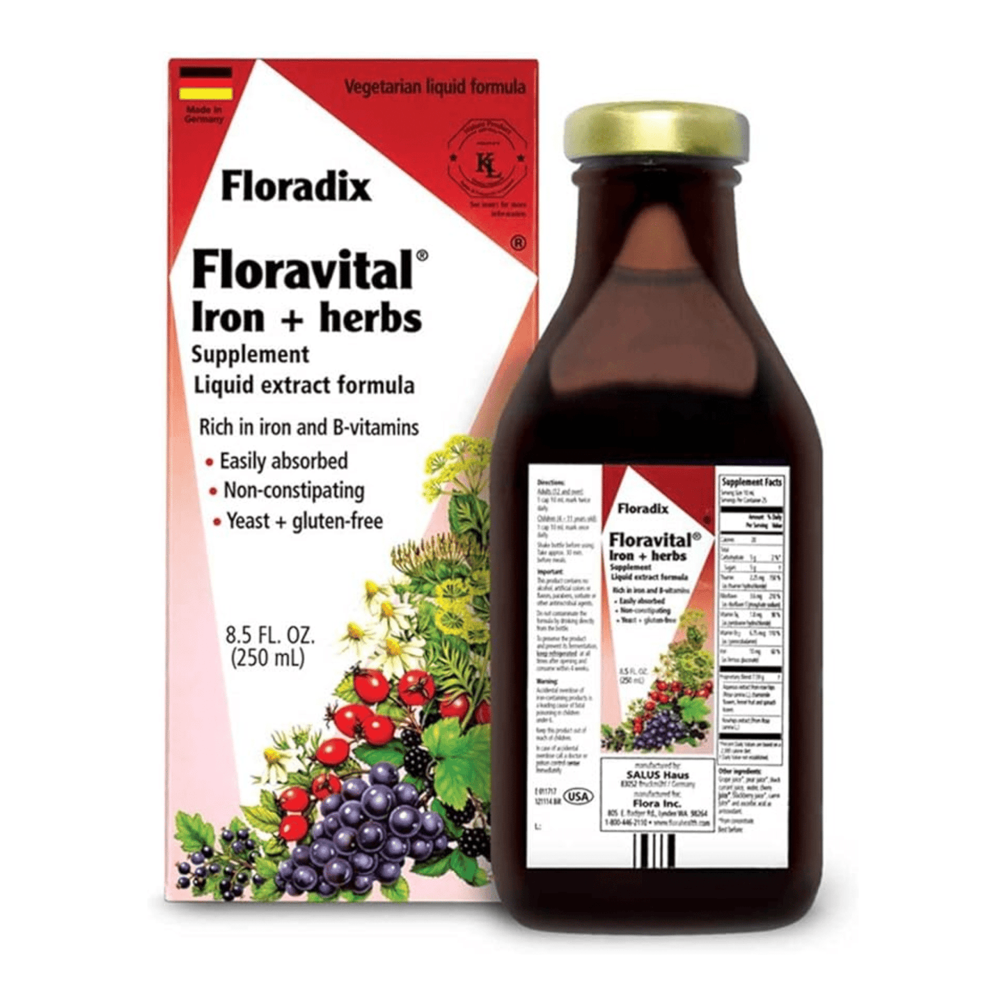 Floradix - Floravital (Iron + Herbs) - Liquird Herbal Supplement - NY Cosmetic Surgery Supplies