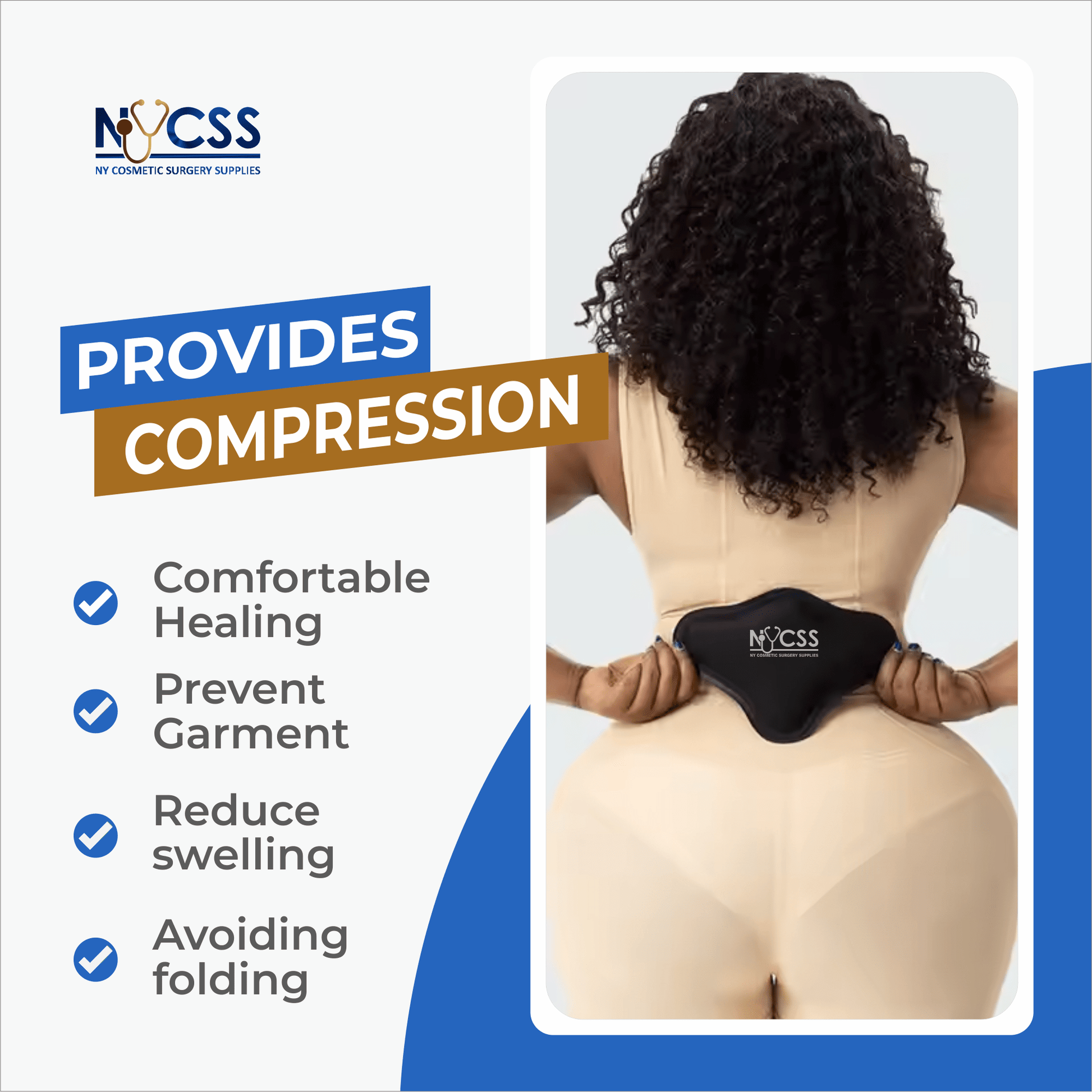 Medical-grade BBL lumbar molder triangle post-operative support Brazilian butt lift recovery compression garment