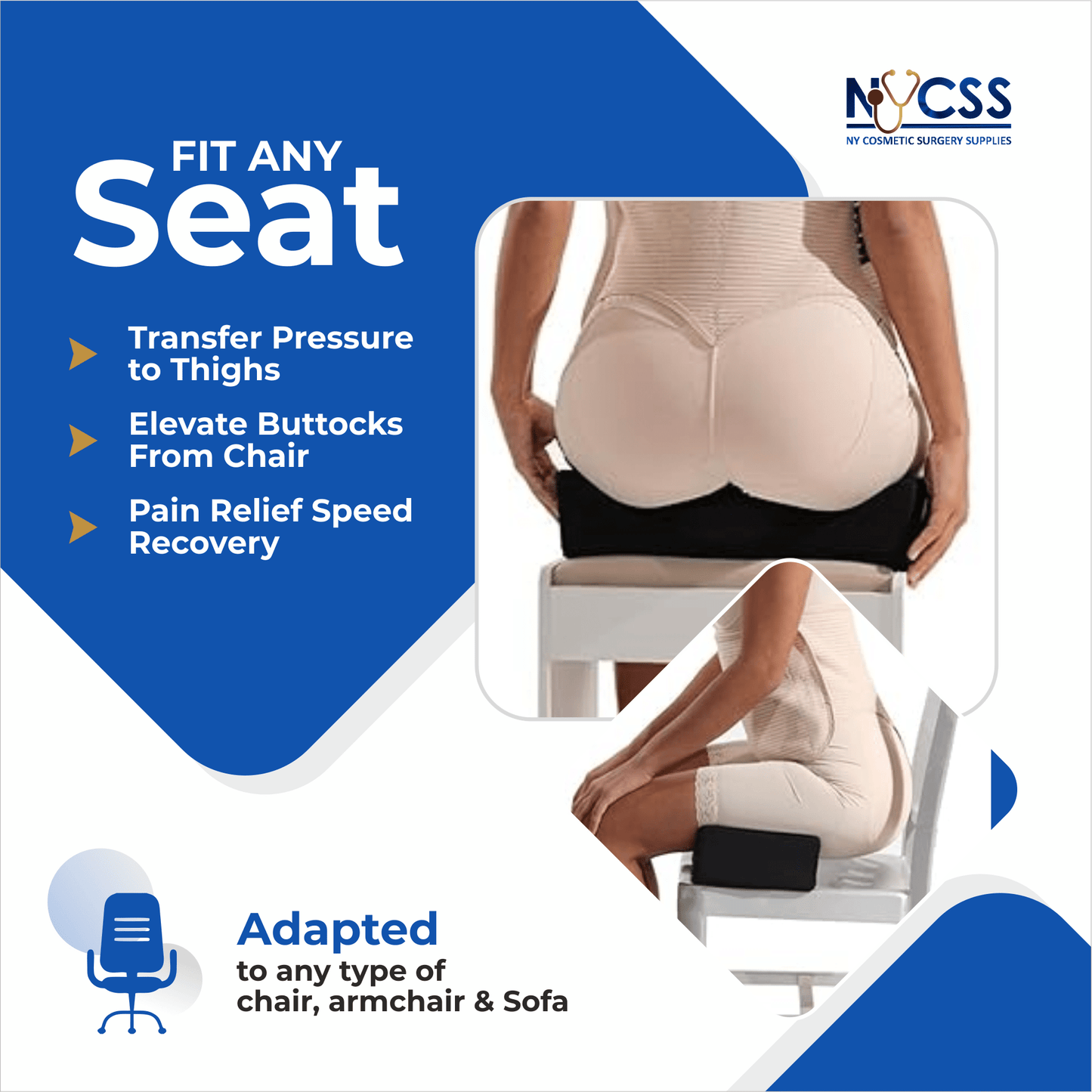 Medical - Grade BBL Pillow + Back Support Cushion Set | Post - Surgery Recovery Kit | NYCSS - NY Cosmetic Surgery Supplies