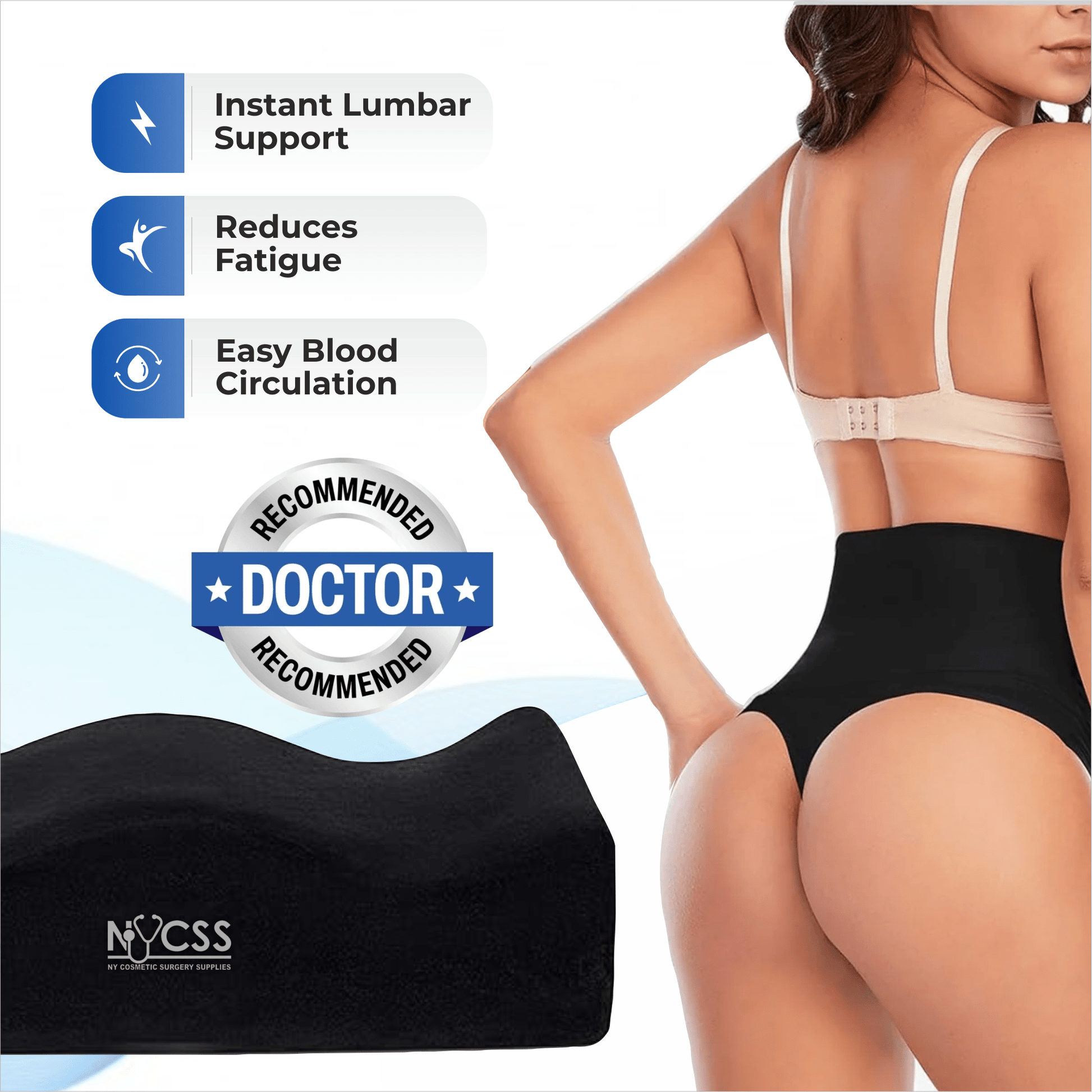 Medical-grade BBL pillow back support cushion set post-surgery recovery kit Brazilian butt lift professional care