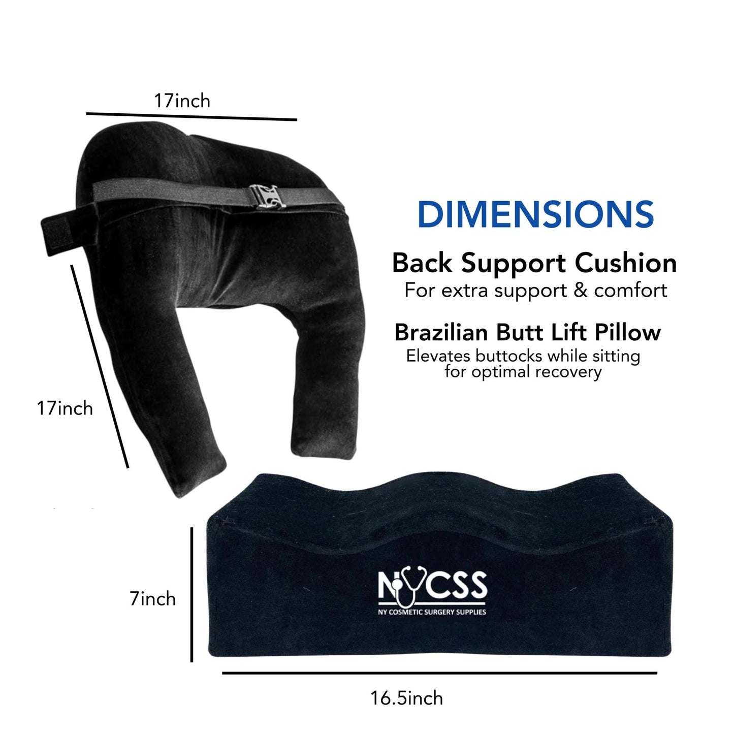Medical - Grade BBL Pillow + Back Support Cushion Set | Post - Surgery Recovery Kit | NYCSS - NY Cosmetic Surgery Supplies
