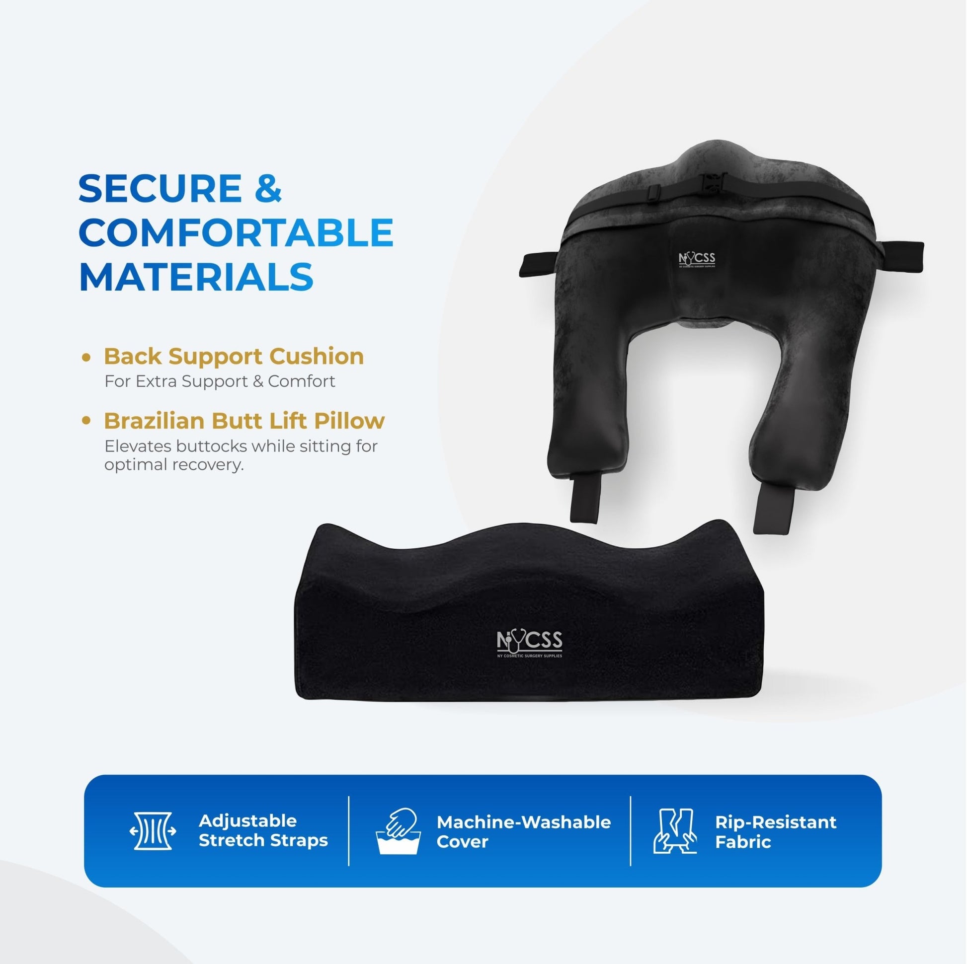 Medical-grade BBL pillow back support cushion set post-surgery recovery kit Brazilian butt lift professional care