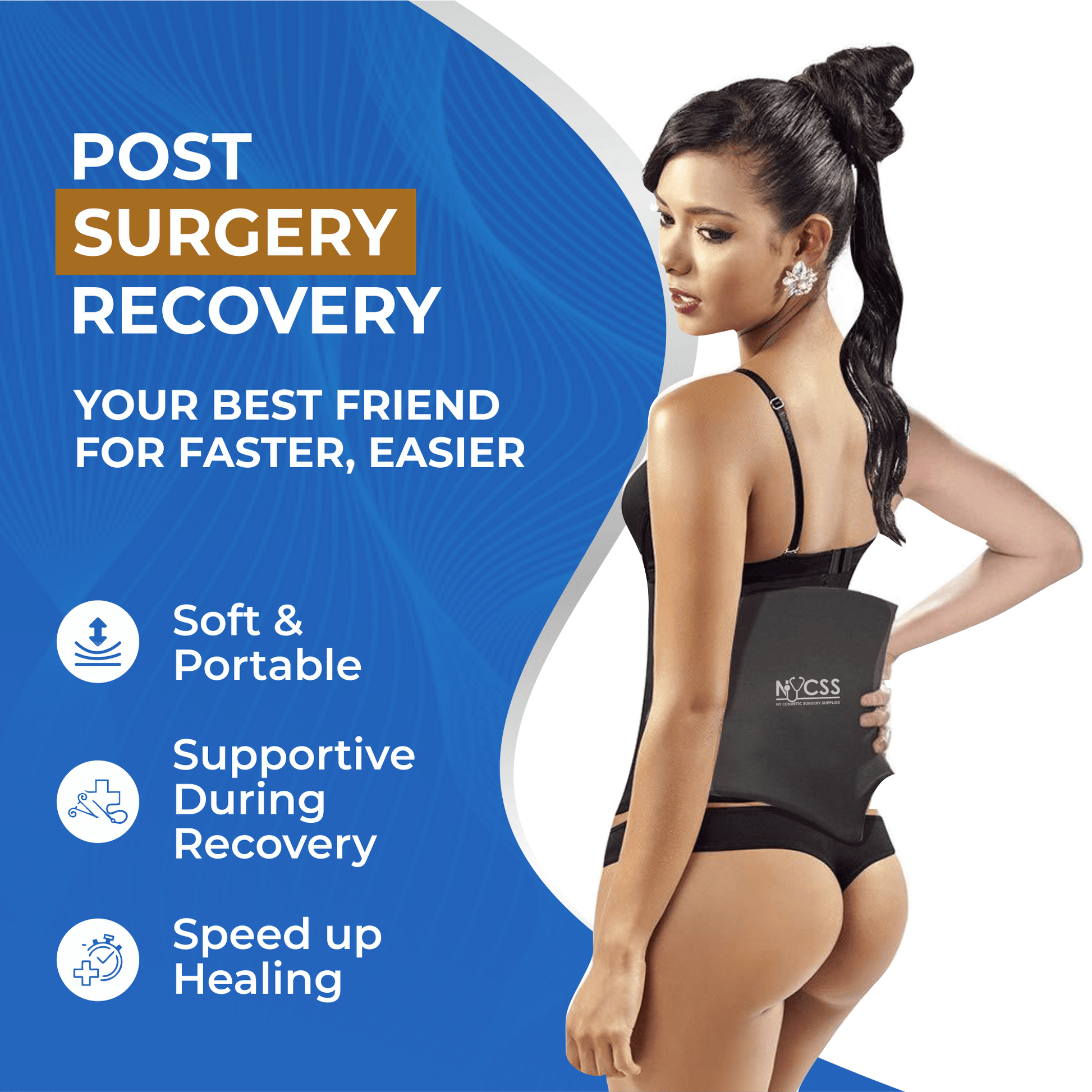 Medical-grade post-op lipo foam back board compression, Brazilian butt lif,t liposuction recovery, professional care