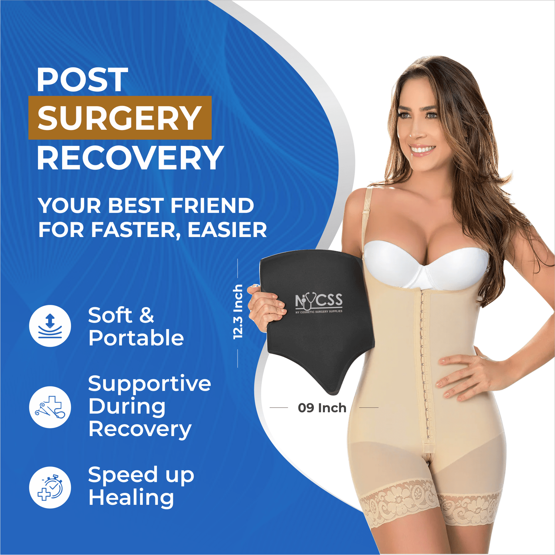Medical-grade lipo foam back board, surgeon-approved post-operative compression recovery, professional healthcare.
