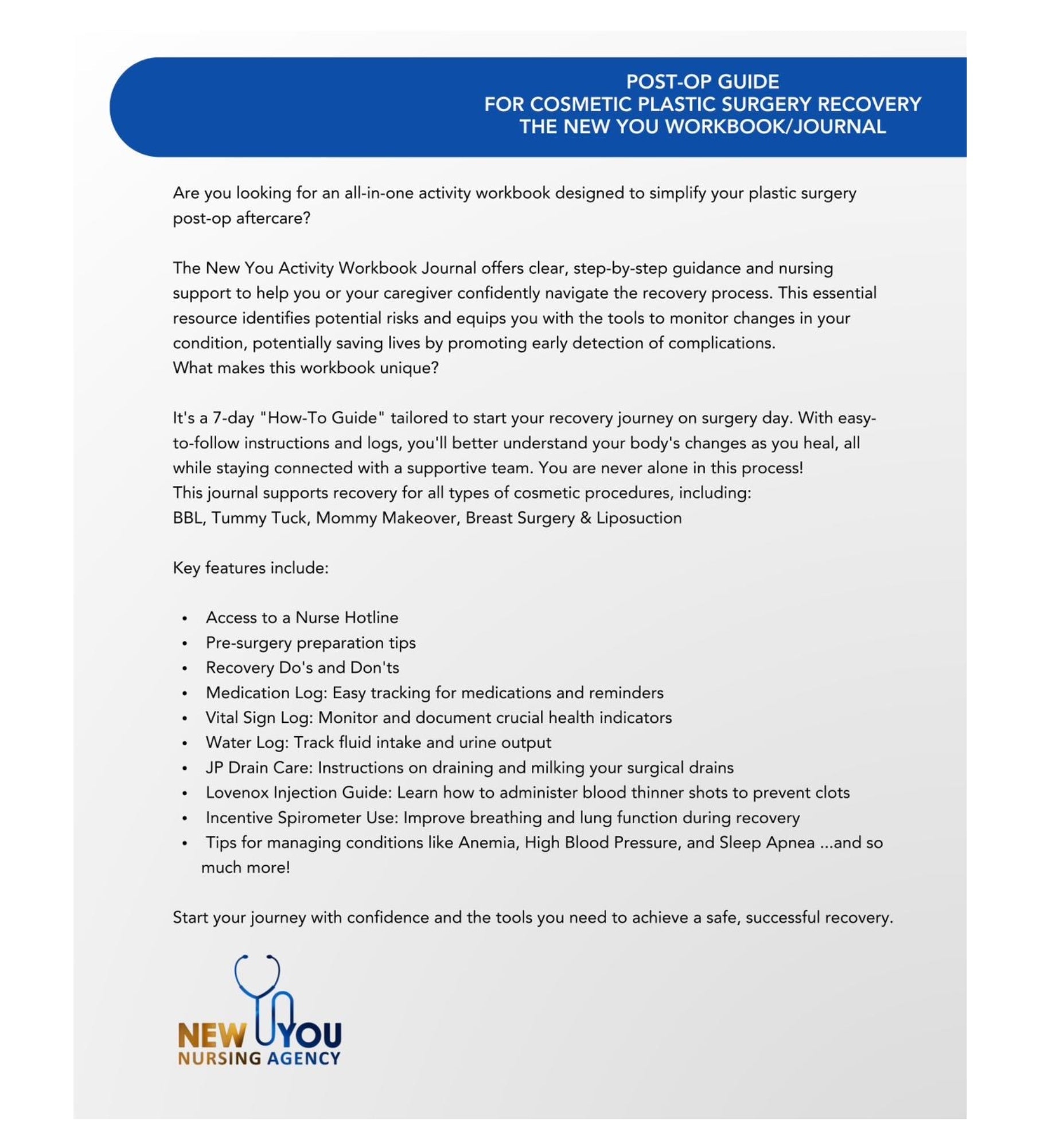 Medical-grade post-surgery activity workbook, journal recovery guide, post-operative education, professional healthcare