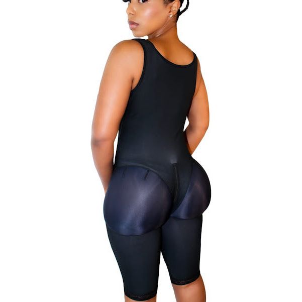 Medical-grade high back compression garment, hip butt relief, above knee post-operative recovery, professional care