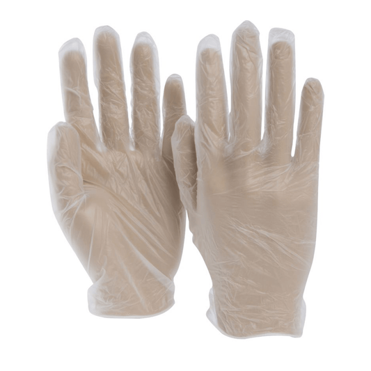 Medical-grade vinyl powder-free examination gloves, latex-free, post-operative safety, professional healthcare supply