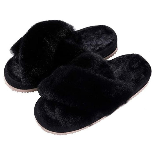 Medical-grade women's soft plush fuzzy cross band open toe slippers post-operative recovery comfort professional