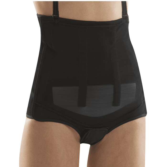 Medical-grade female full torso Z-Belt with lipo foam post-operative abdominoplasty liposuction recovery care