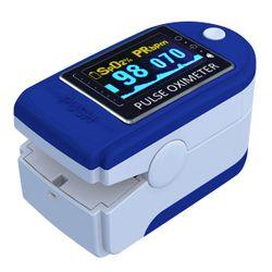 Medical-grade fingertip pulse oximeter monitors oxygen, heart pulse rate, and post-operative monitoring for professionals
