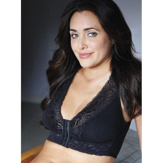 Medical-grade Sculptures lace surgical bra post-operative recovery comfort garment professional breast support.