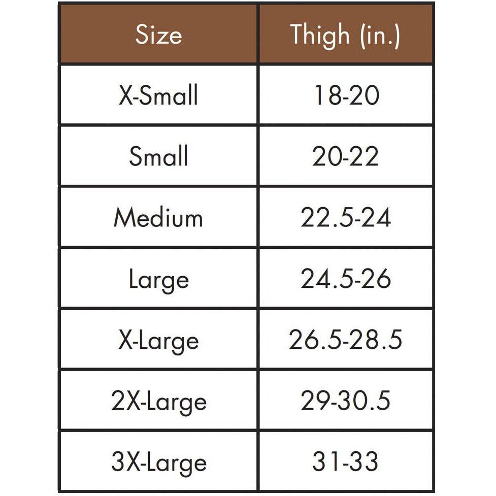 Medical-grade Stage 1 thigh lift girdle sizing chart post-operative compression recovery garment professional