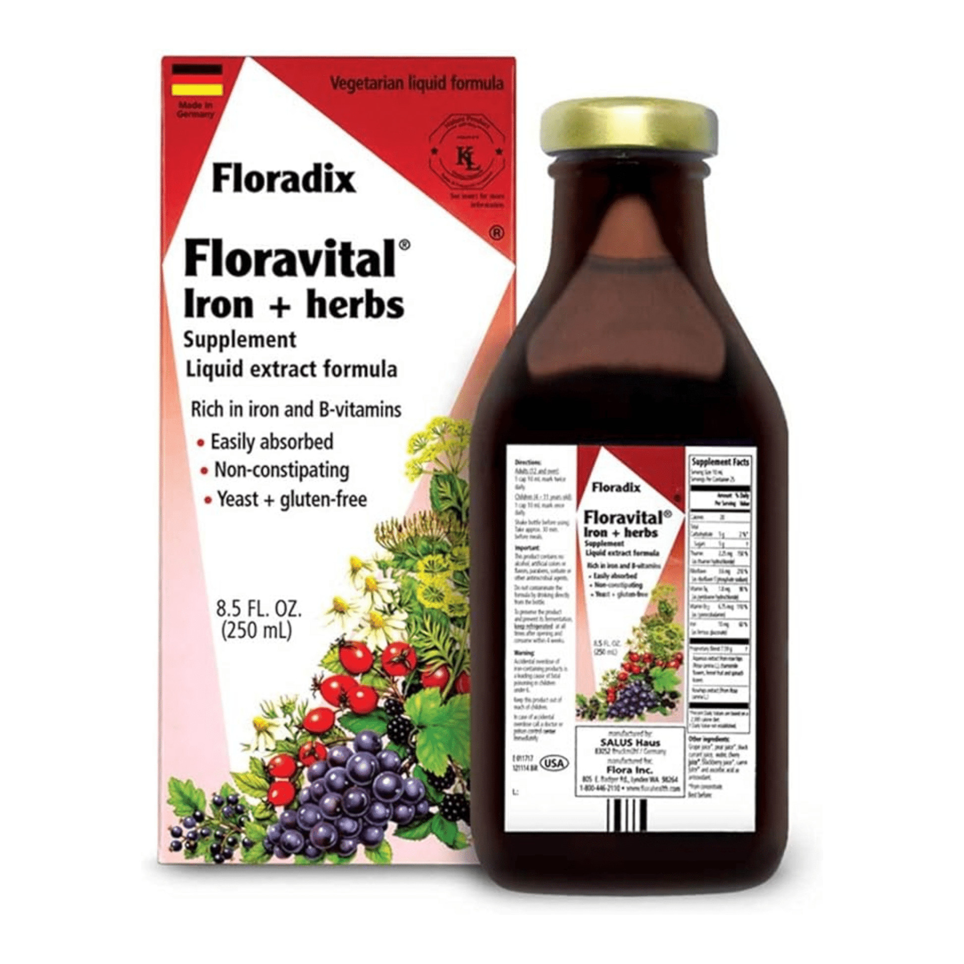 Floradix - Floravital (Iron + Herbs) - Liquird Herbal Supplement - NY Cosmetic Surgery Supplies