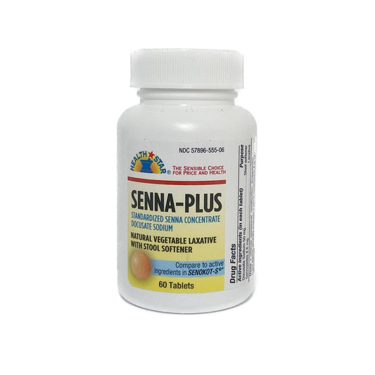Medical-grade stool softener docusate sodium, calcium sennosides, and a post-operative recovery supplement professional.
